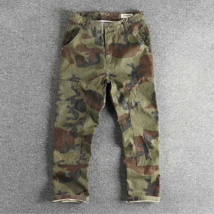 Men's cargo pants in modern camouflage design with multifunctional pockets Lisslune
