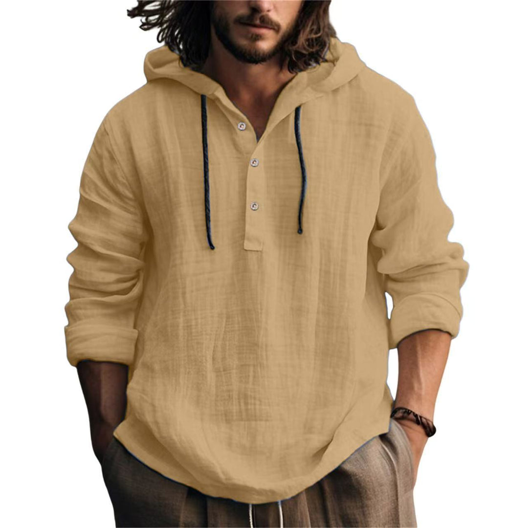 Men's casual linen hoodie by Lisslune