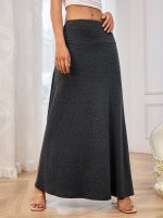 Women's maxi skirt made of soft jersey with elastic waistband and flowing cut Lisslune