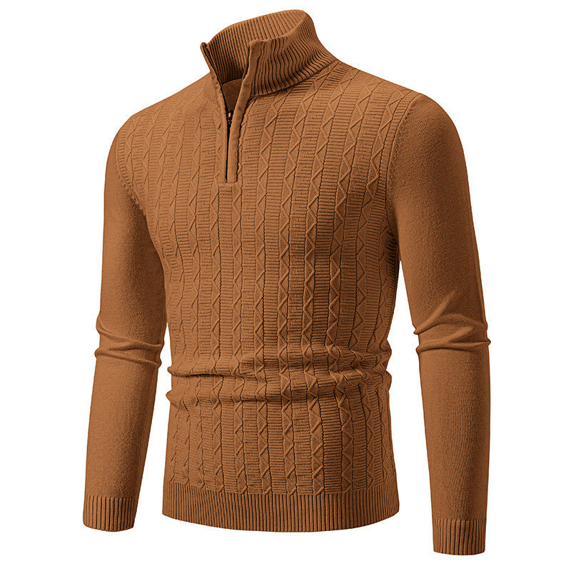 Men's fashionable knitted sweater with stand-up collar and zipper Lisslune