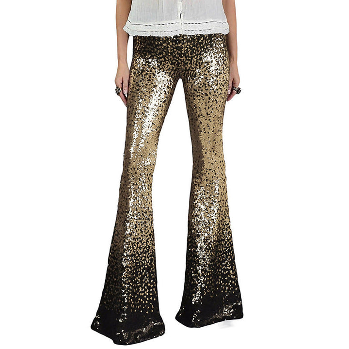 Women Glittering Bell-Bottoms with Luxurious Sequin Pattern Lisslune