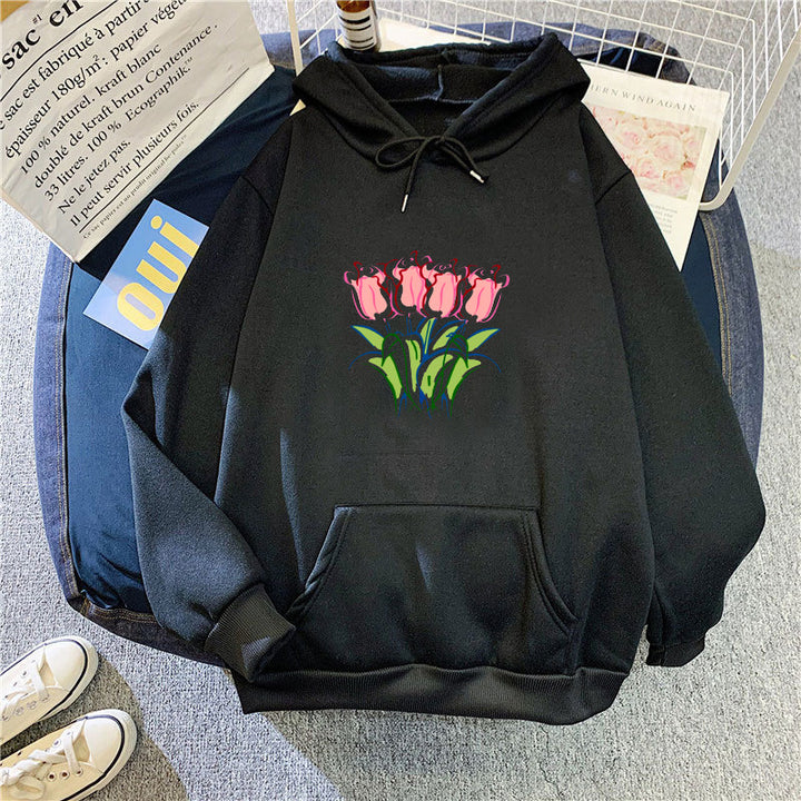 Women's hoodie with floral tulip motif Lisslune