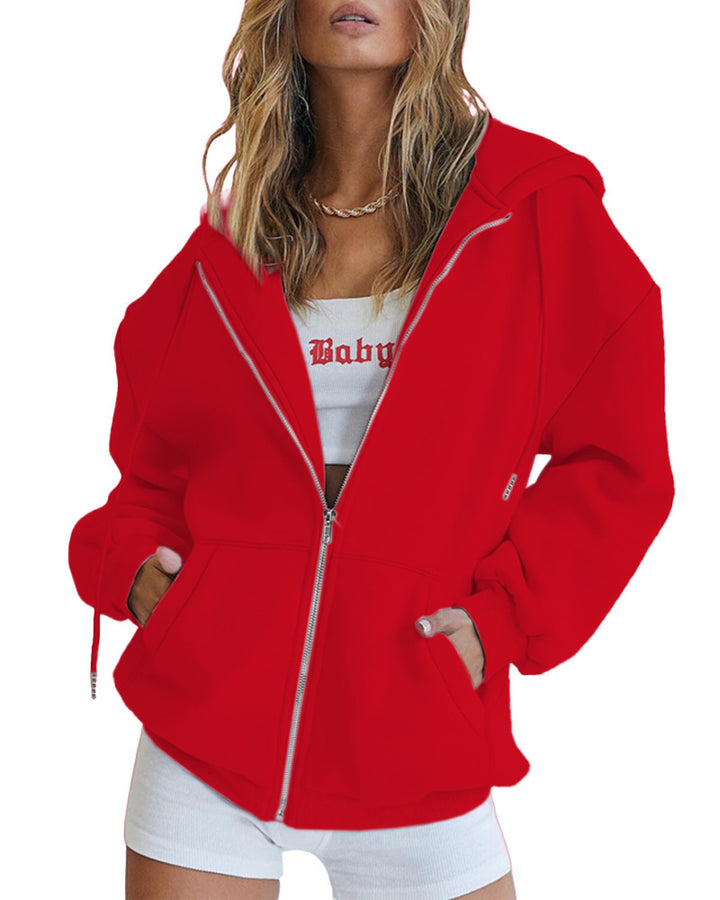 Women's Oversized Hooded Jacket with Zipper Lisslune