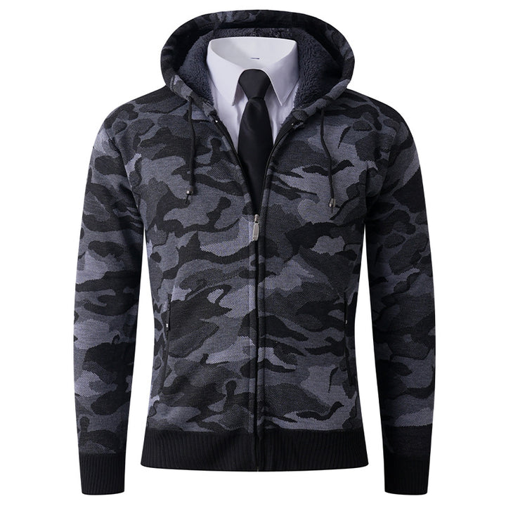 Men's stylish hoodie with lined hood and bold camouflage pattern Lisslune