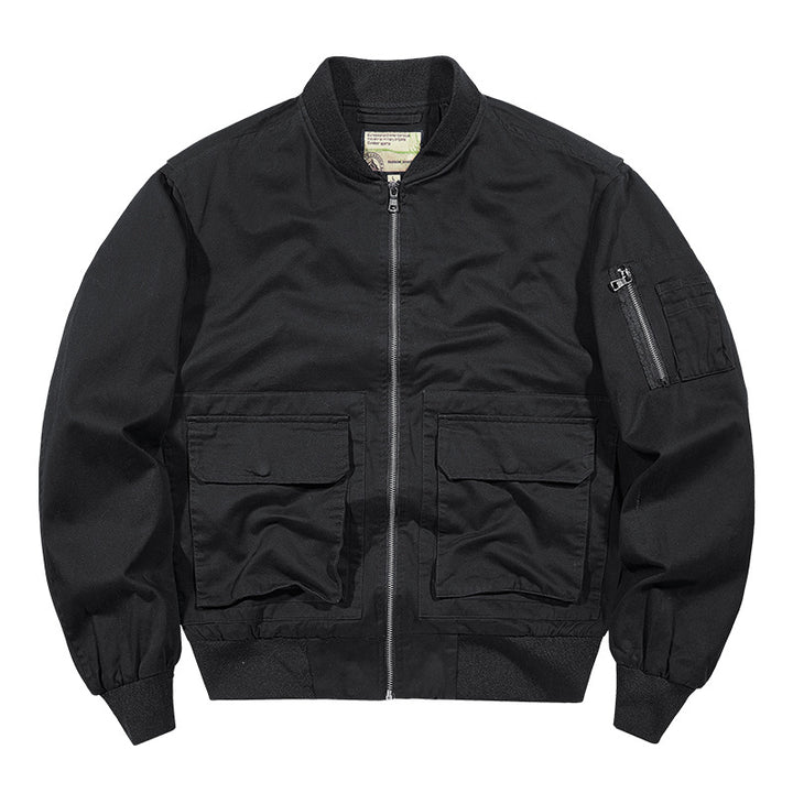Men's Bomber Jacket with Practical Pockets and Quilted Lining Lisslune