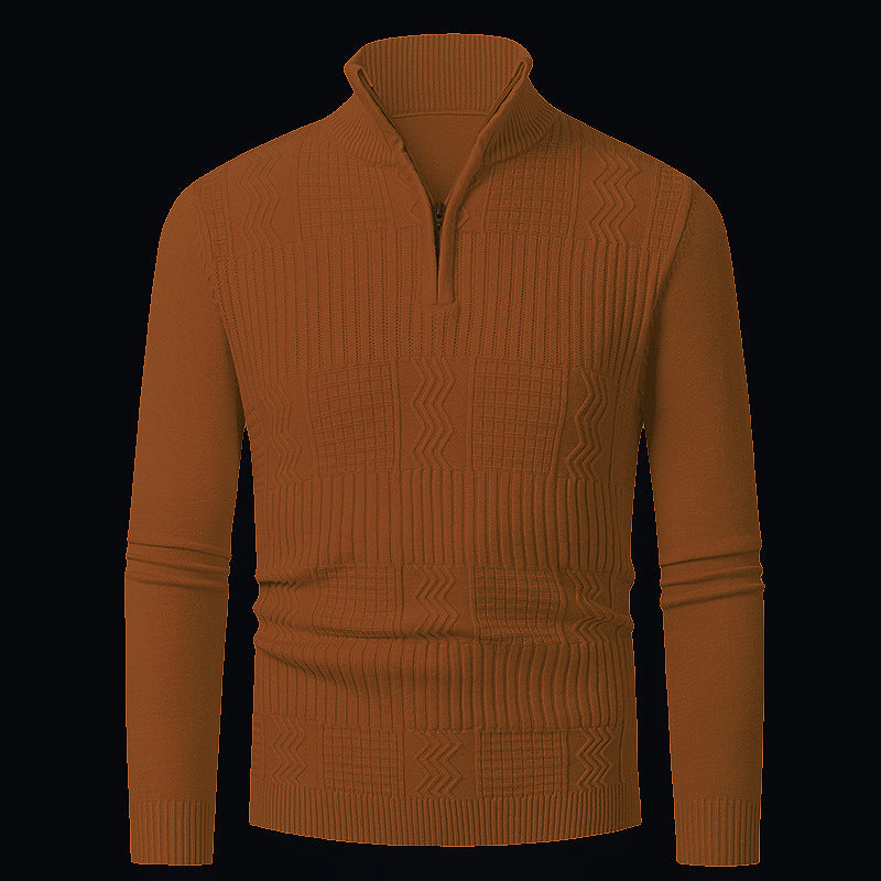 Men's knitted pullover with modern zipper and structured surface Lisslune