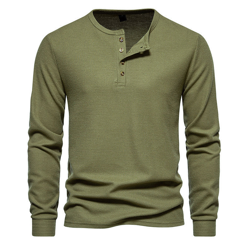 Men's Long Sleeve Shirts with Button Placket Lisslune