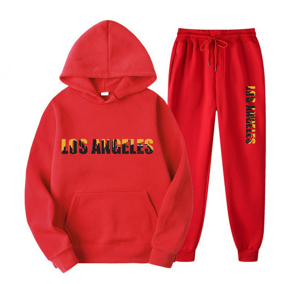 Women's leisure hoodie and jogging pants set with casual Los Angeles lettering Lisslune