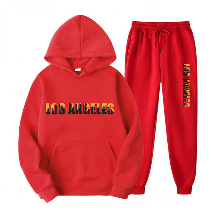Women's leisure hoodie and jogging pants set with casual Los Angeles lettering Lisslune