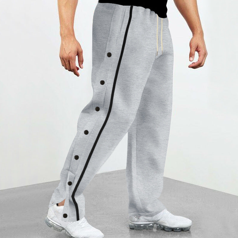 Men's sporty leisure pants with side print and three press studs Lisslune