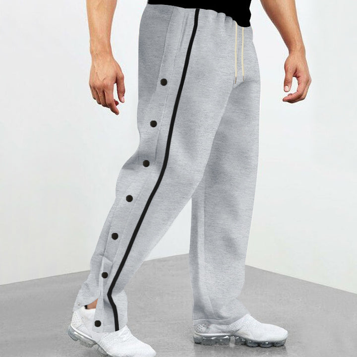 Men's sporty leisure pants with side print and three press studs Lisslune