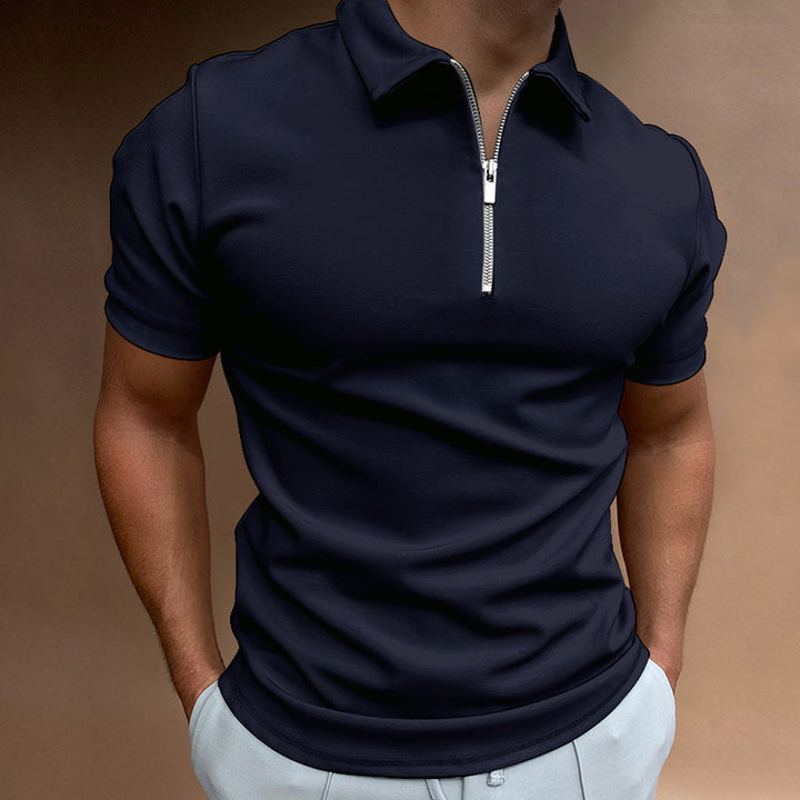 Men's polo shirt with modern stand-up collar and zipper Lisslune