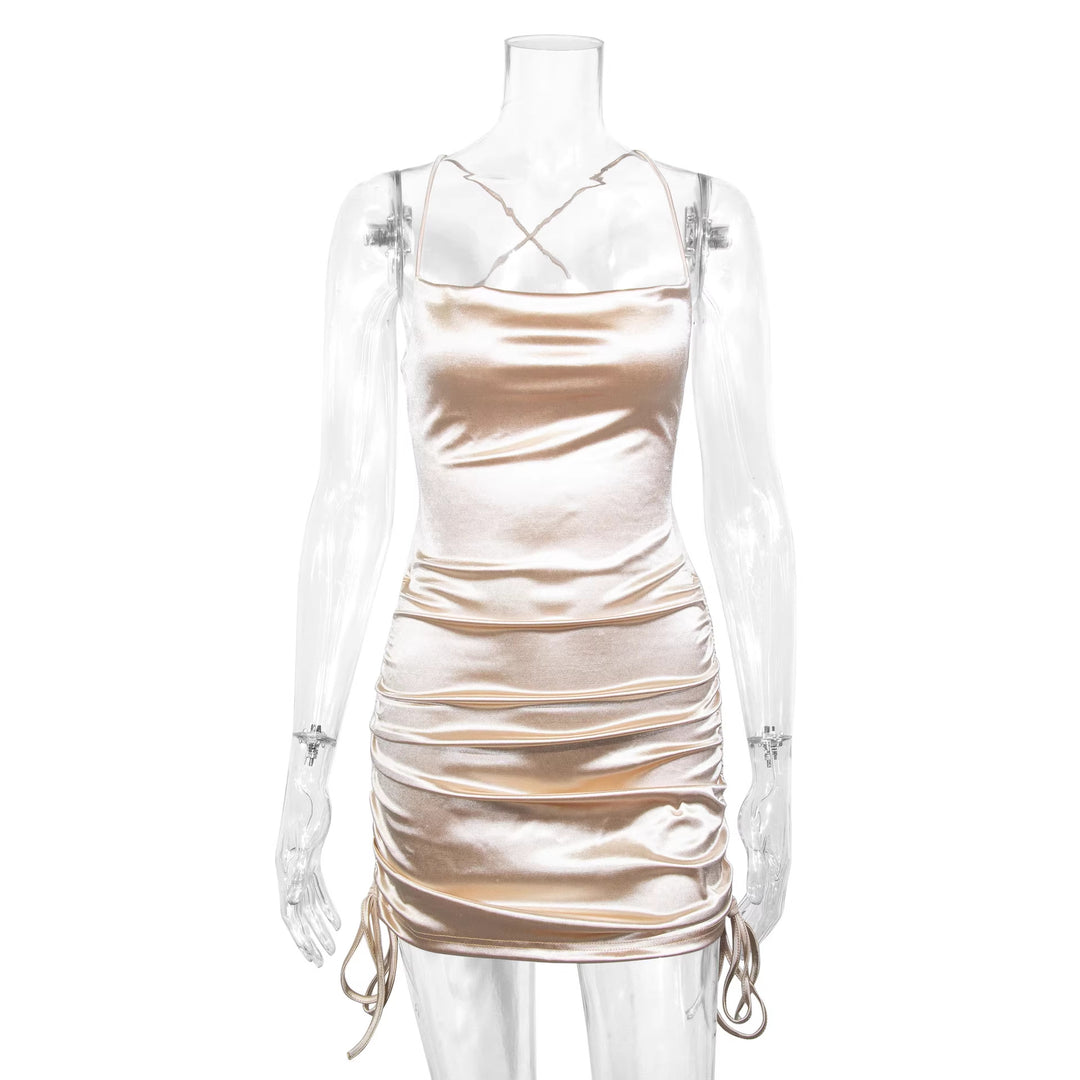 Damen Wickelkleid mit feiner Raffung und verstellbaren Trägern Lisslune