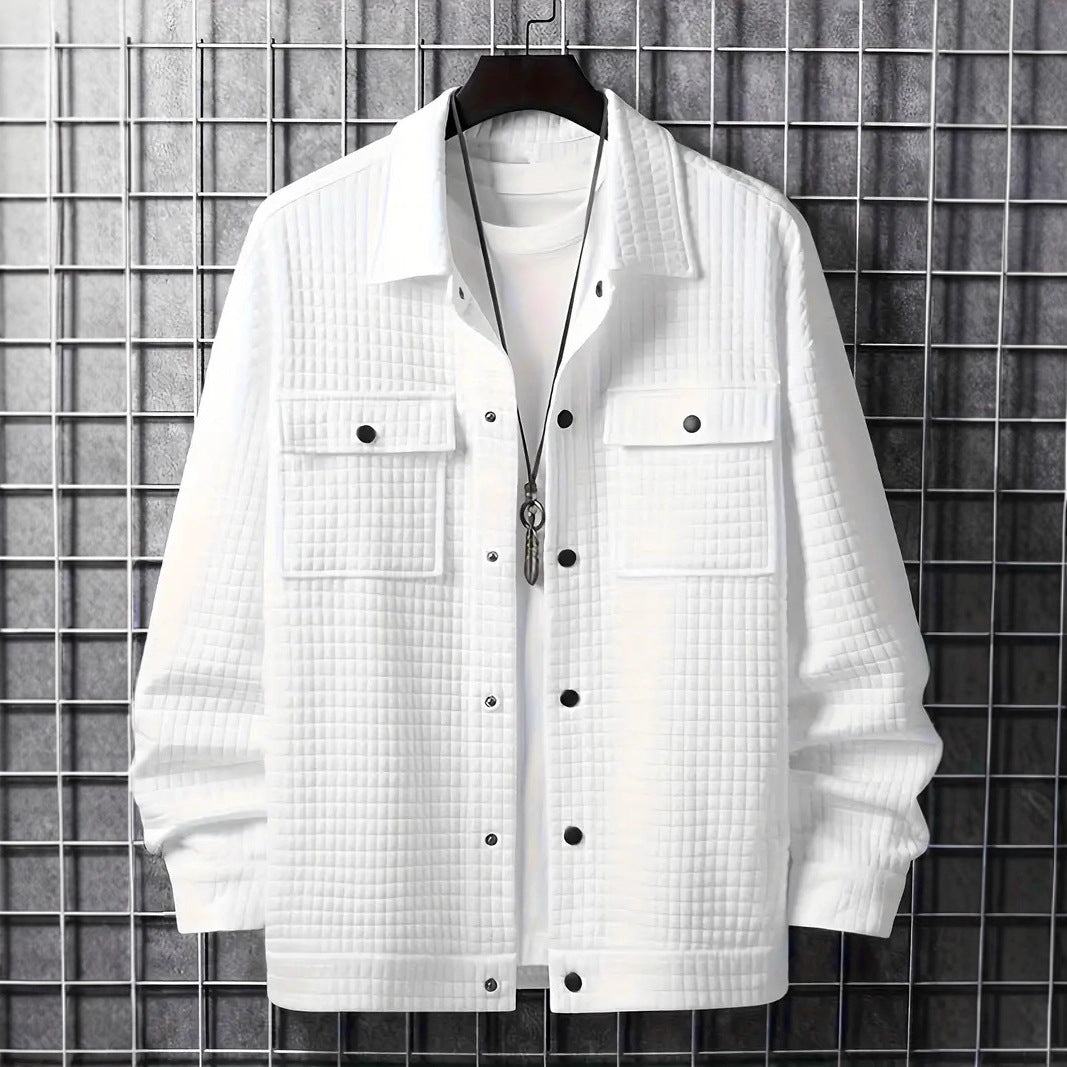 Men's casual shirt jacket with textured fabric and practical pockets Lisslune
