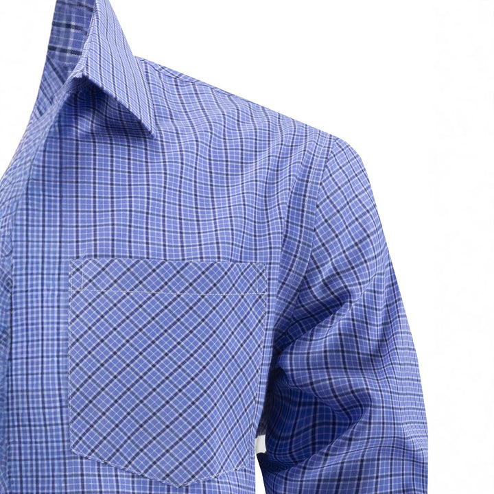 Men's Checkered Long Sleeve Shirt with Chest Pocket Lisslune