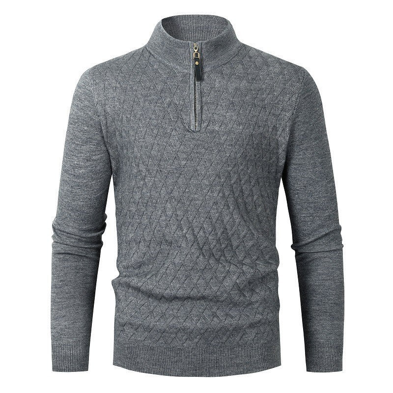 Men's sweater with modern diamond pattern and zipper Lisslune