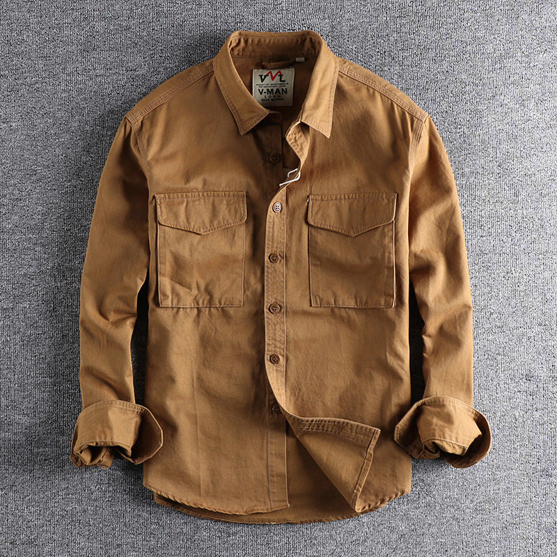 Men's cotton shirt with practical chest pockets and button-down collar Lisslune