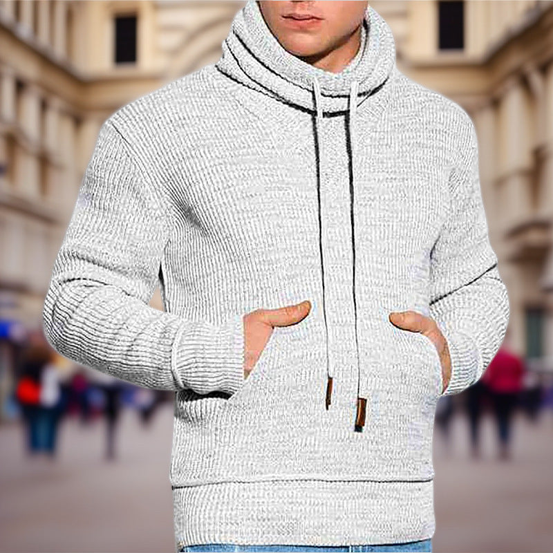 Men's hooded sweatshirt with coarse knit pattern and practical kangaroo pockets Lisslune