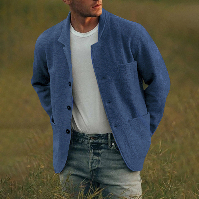 Men's Casual Linen Blazer with Patch Pockets Lisslune