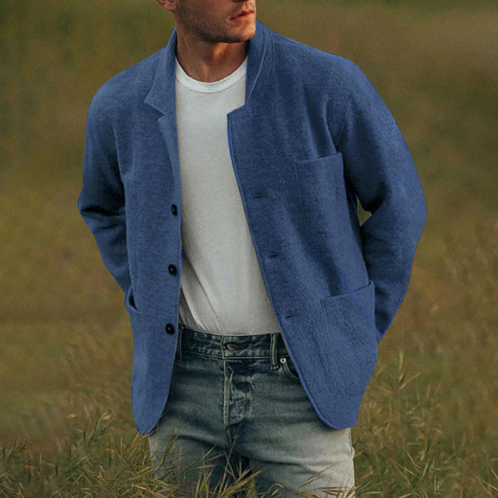 Men's Casual Linen Blazer with Patch Pockets Lisslune
