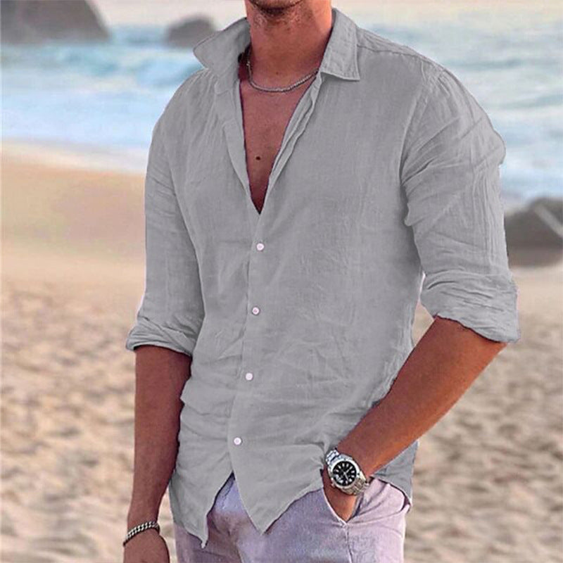 Men's casual long-sleeve shirt made of lightweight linen fabric Lisslune