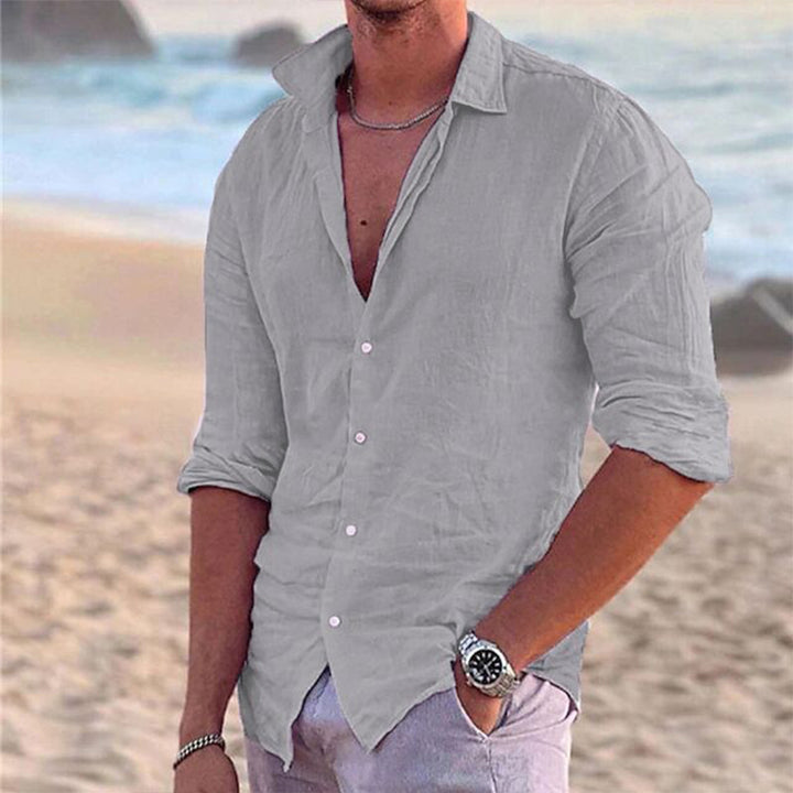 Men's casual long-sleeve shirt made of lightweight linen fabric Lisslune