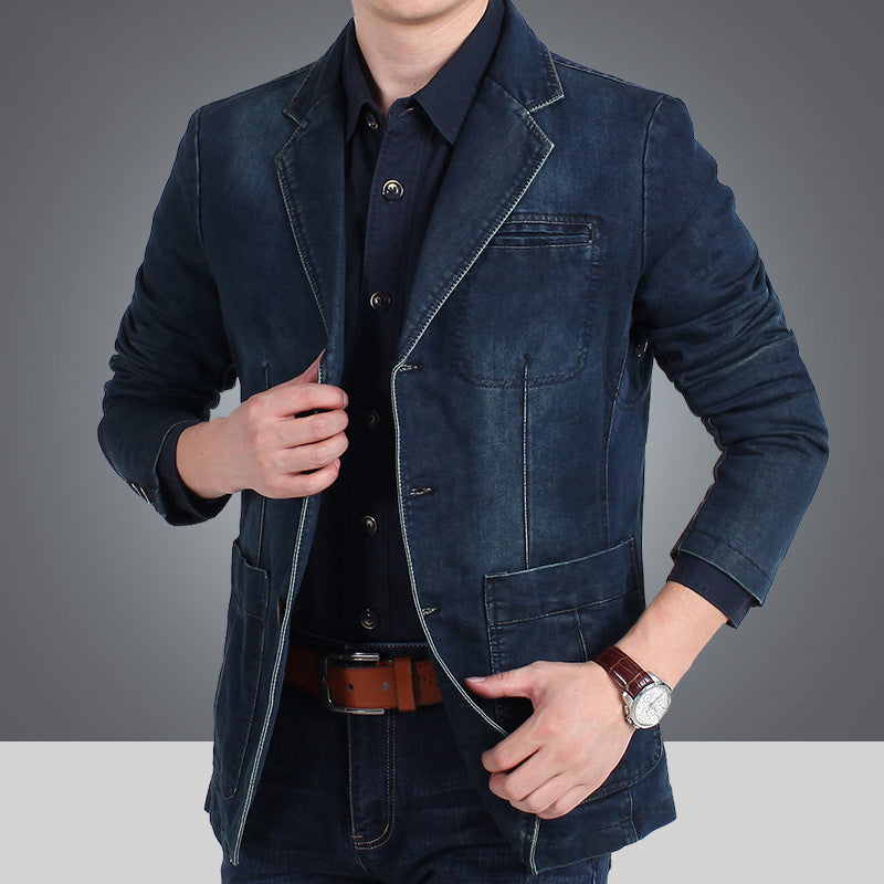 Men's Casual Denim Blazer with Practical Pockets Lisslune