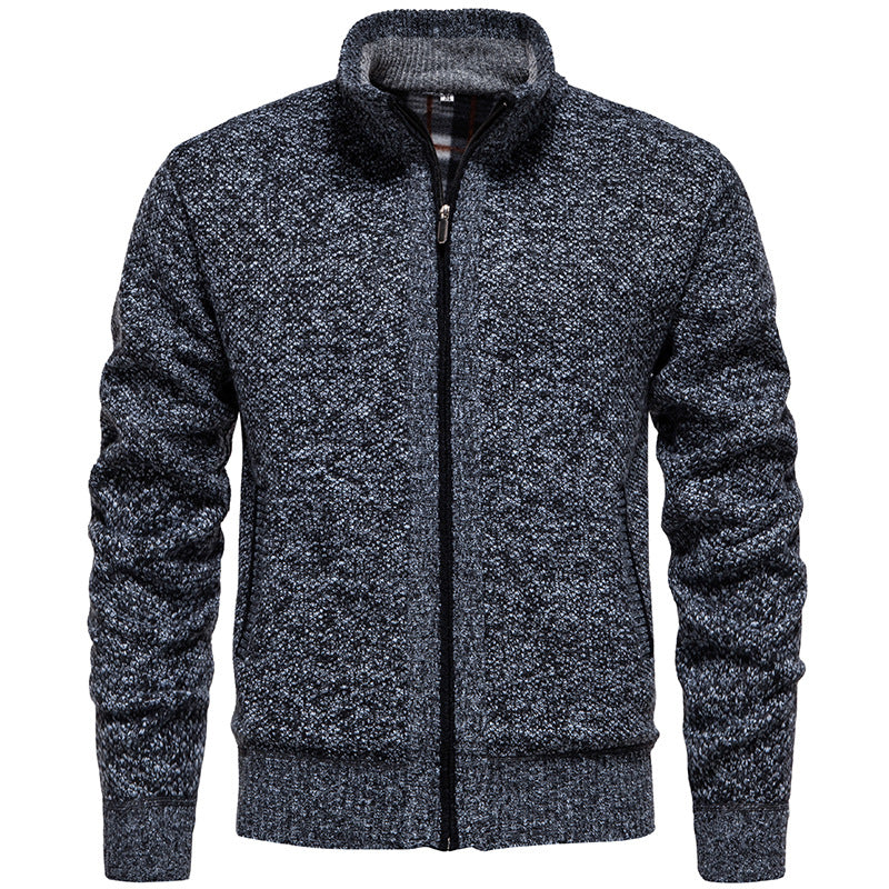 Men's stylish cardigan with high collar and practical pockets Lisslune