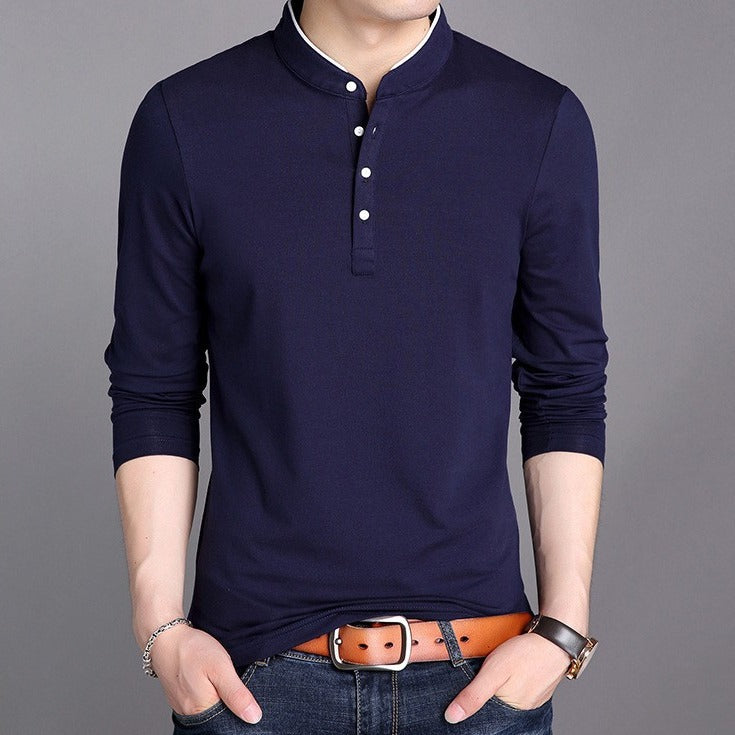 Men's Long Sleeve Shirts with Modern Henley Collar and Stylish Button Details Lisslune