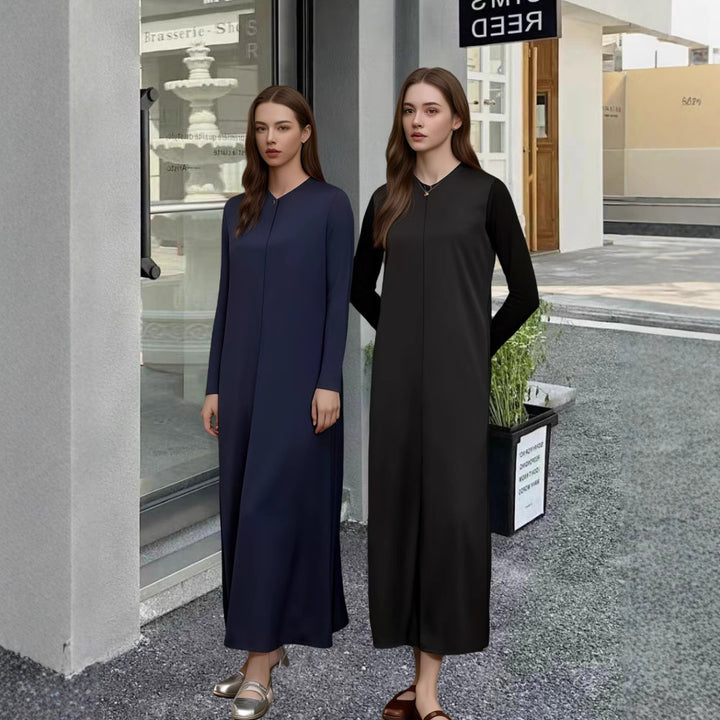 Women's Elegant Long Sleeve Maxi Dress with Flattering Cut and Timeless Design