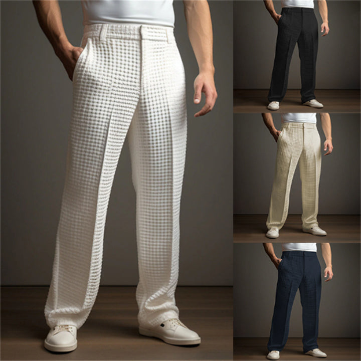 Men's elegant checked trousers with elastic waistband and side pockets Lisslune