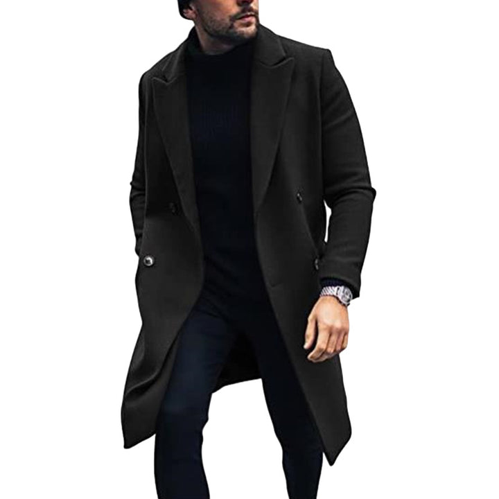 Men's modern long coat with double button row and elegant lapel Lisslune