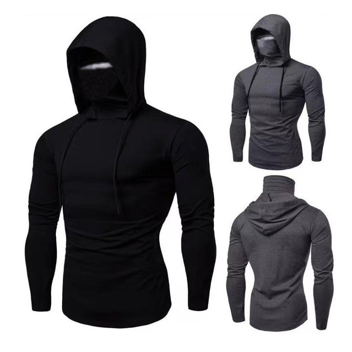Men's hooded shirt with integrated face protection and fashionable design Lisslune