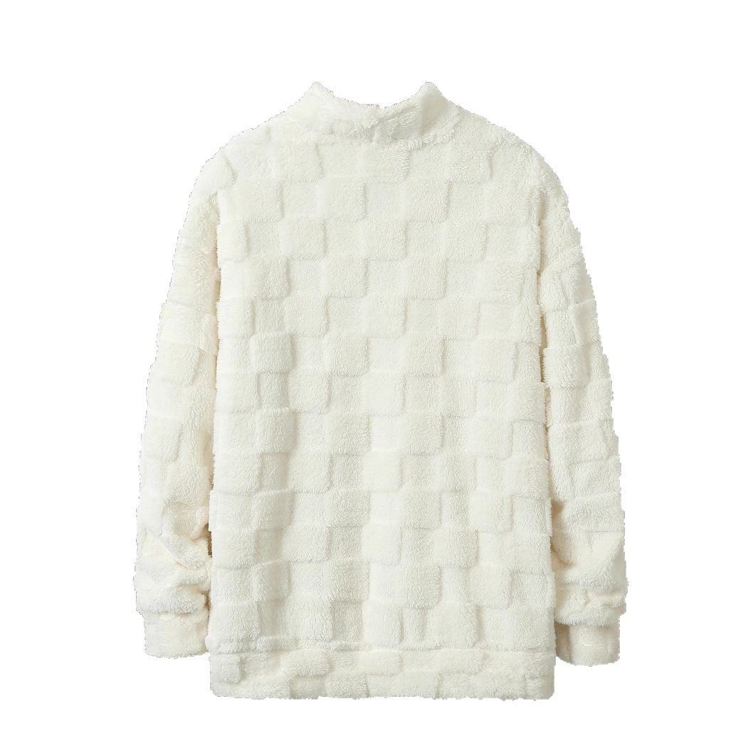 Men's fleece pullover with textured surface and high collar Lisslune