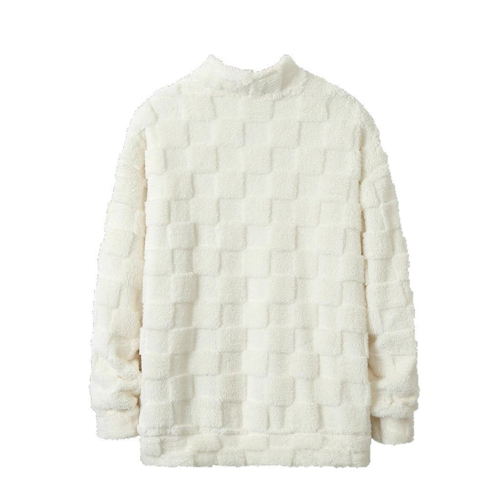 Men's fleece pullover with textured surface and high collar Lisslune