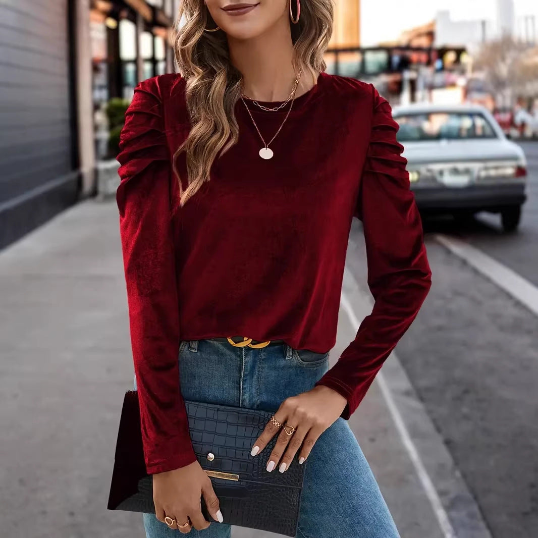 Damen Elegantes Langarmshirt mit Raffungen Lisslune