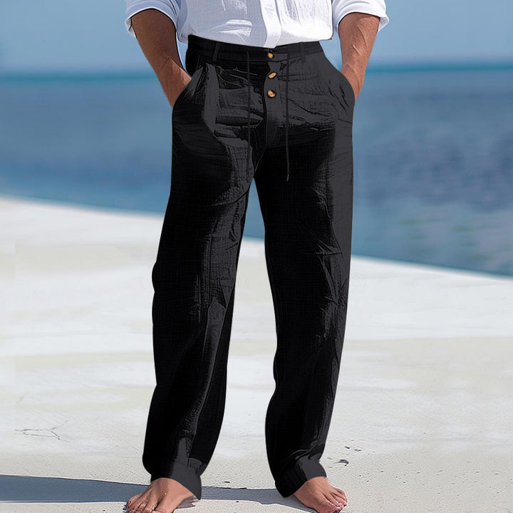 Men's elegant fabric trousers with adjustable drawstring and practical pockets Lisslune