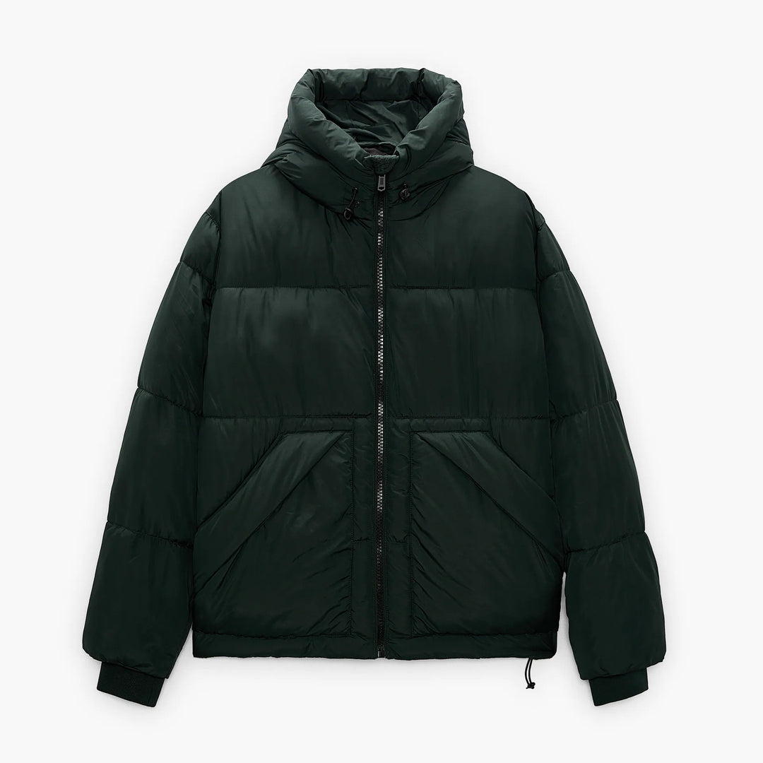 Men's quilted winter jacket with hood and generous pockets Lisslune
