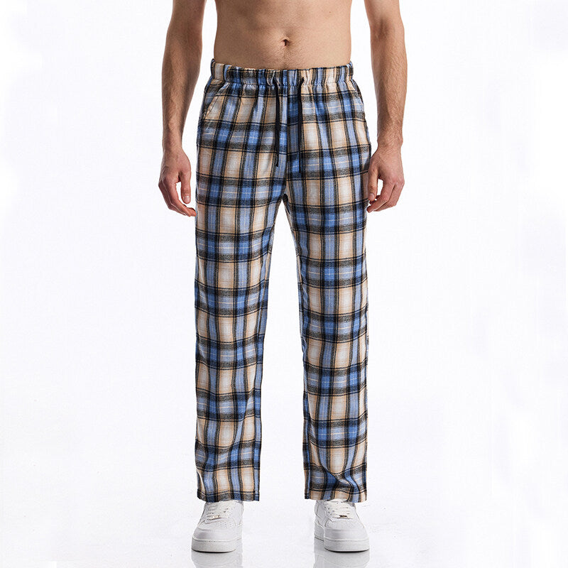 Men's flannel pajama pants with comfortable elastic waistband Lisslune