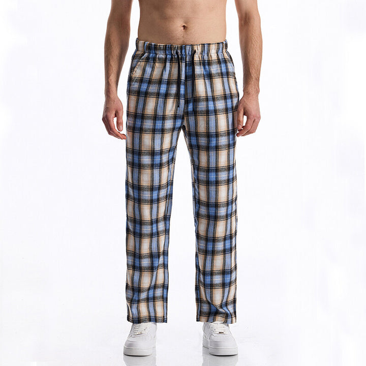 Men's flannel pajama pants with comfortable elastic waistband Lisslune