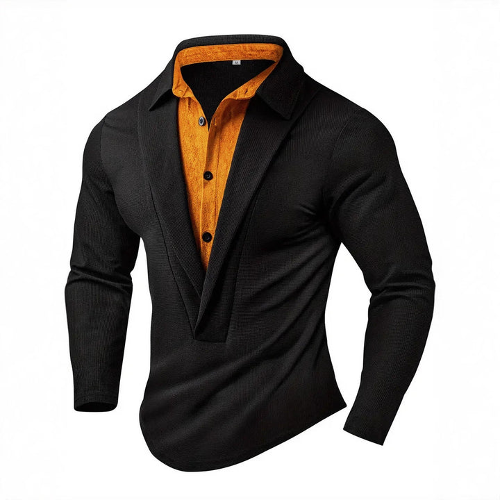 Men's Elegant Long Sleeve Shirt with Modern Collar and Textured Design Lisslune