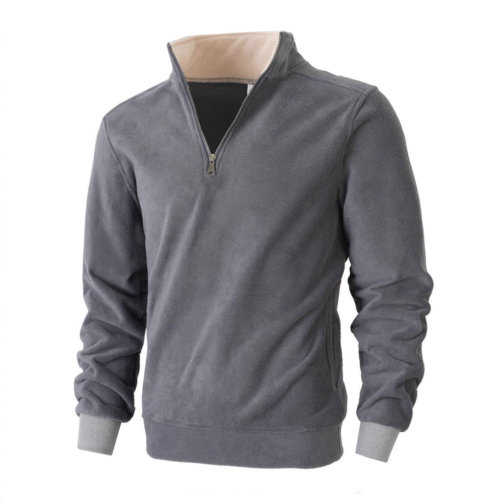 Men's Fleece Pullover with Half-Zip and Elastic Cuffs Lisslune