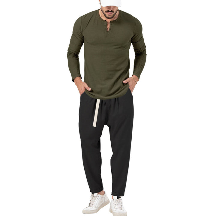 Men's Comfortable Jogging Pants with Fashionable Details and Casual Long Sleeve Shirt Lisslune
