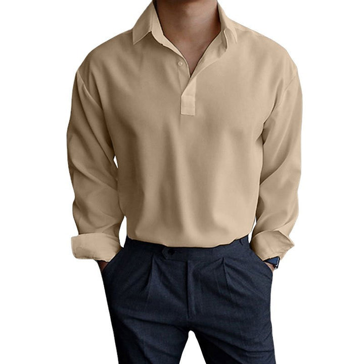 Men's long-sleeve shirt with modern polo collar and elegant fit Lisslune
