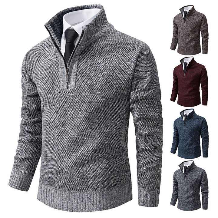 Men's sweater with modern zipper and structured surface Lisslune