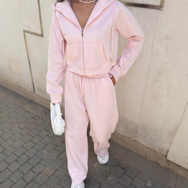 Women's sporty jumpsuit with cropped jacket and wide pant design Lisslune
