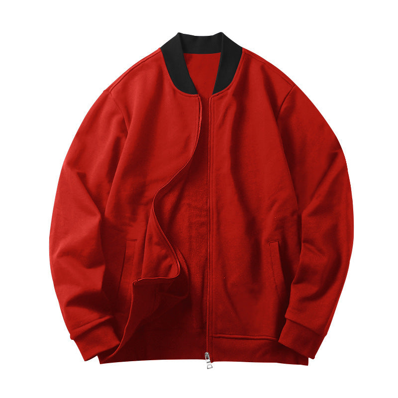 Men's sporty bomber jacket made of soft fleece with zippered pockets Lisslune