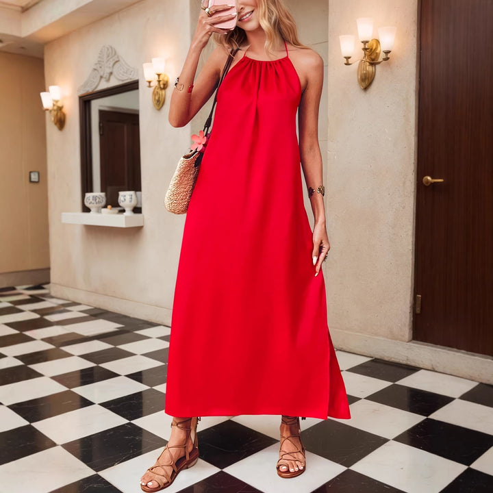 Women's Maxi Dress with Elegant Halter Strap Lisslune