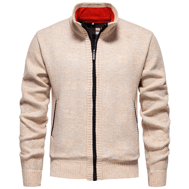 Men's stylish cardigan with high collar and practical pockets Lisslune