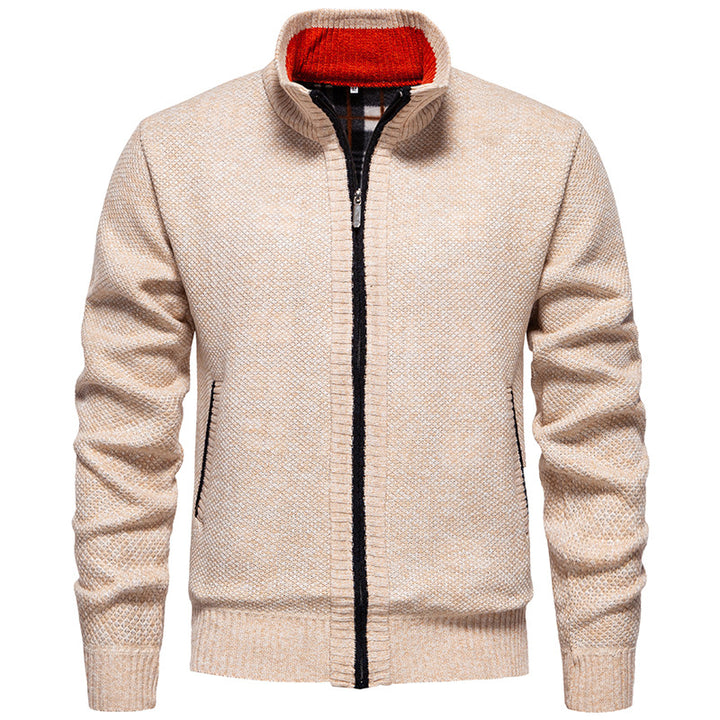 Men's stylish cardigan with high collar and practical pockets Lisslune